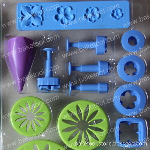 Plastic Flower Shape Paste Cake Press Mold Set Cookie Sugar Fondant
